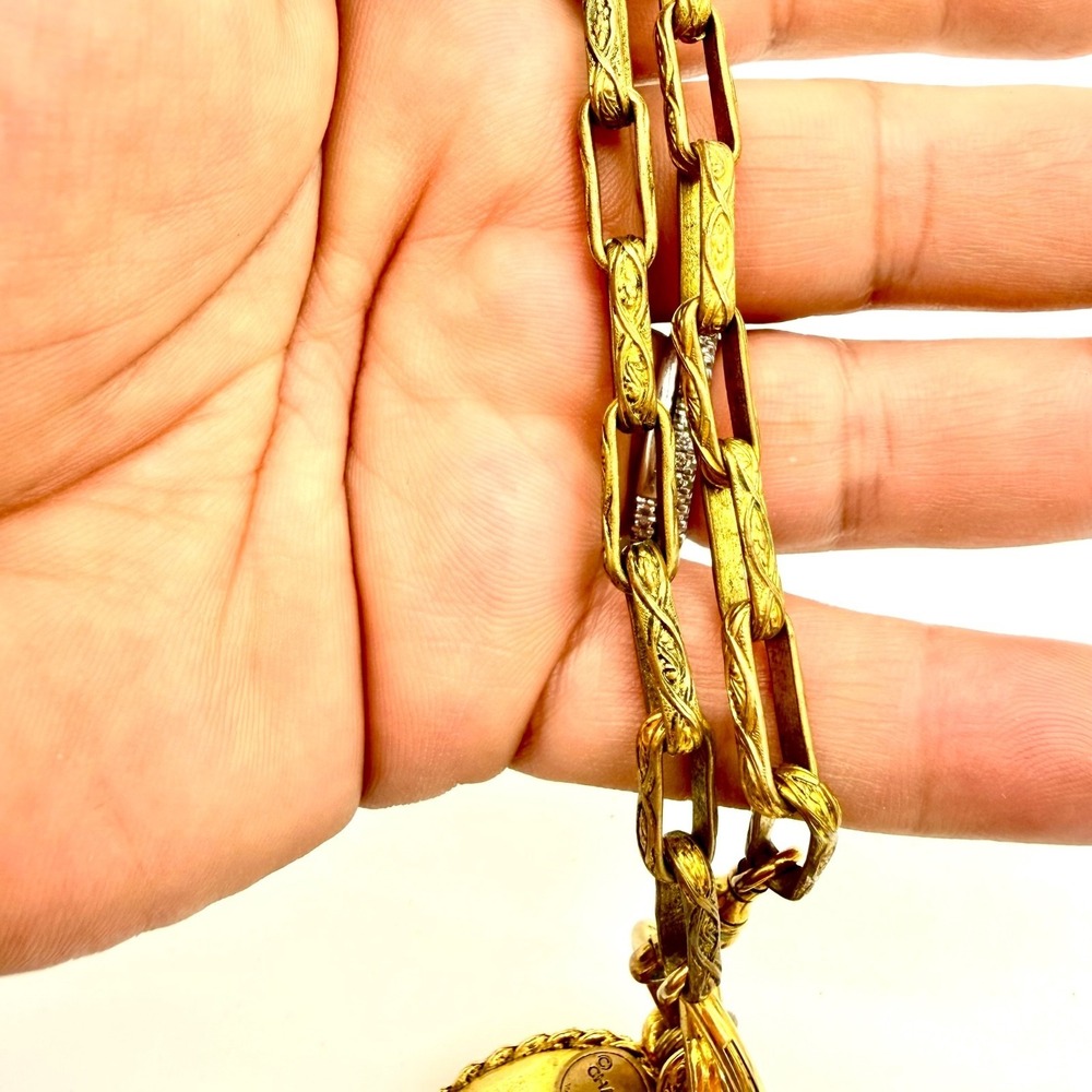 1970s CHANEL Gripoix Necklace Red Poured Glass Cluster 29" Gilt Chain VTG 105g - Picture 9 of 16